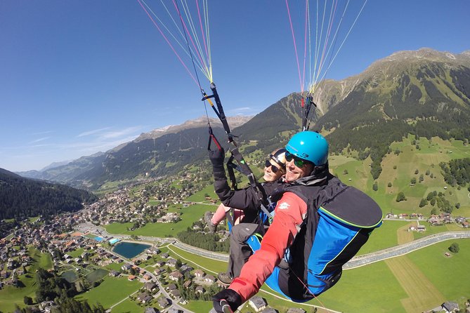Klosters Tandem Paragliding Flight from Gotschna - Landing Back Near the Start, With Minimal Fuss