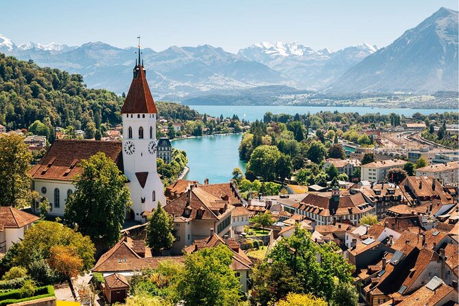 Private Tour to Swiss Capital, Castles & Lakes by Car from Zurich - Spiez Castle and the hilltop lake view effect