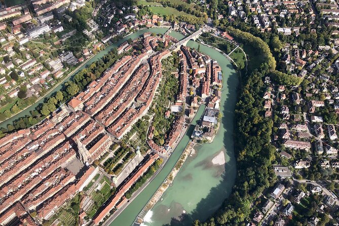 Swiss Capital city helicopter sightseeing tour - the ideal flight to see Berne - Paul Klee Centrum wave architecture from above